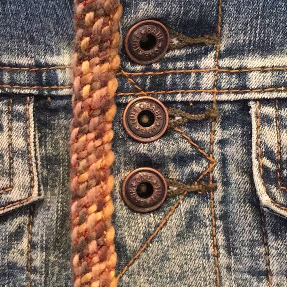 CRYSTAL POCKET BUTTONS JEAN JACKET WITH TWEED DETAILING - Picture 12 of 16